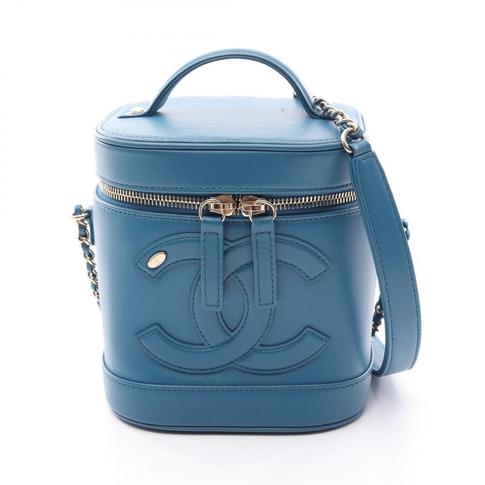 Chanel Coco Mark Handbag Lambskin Leather Blue
